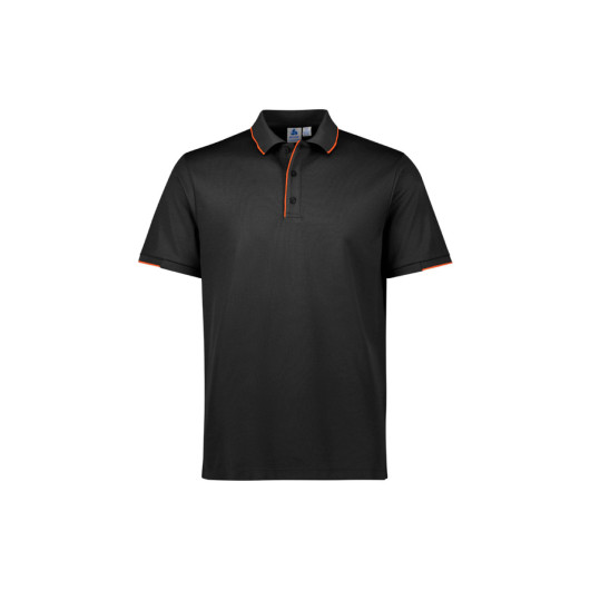 Mens Focus Short Sleeve Polos Black Orange